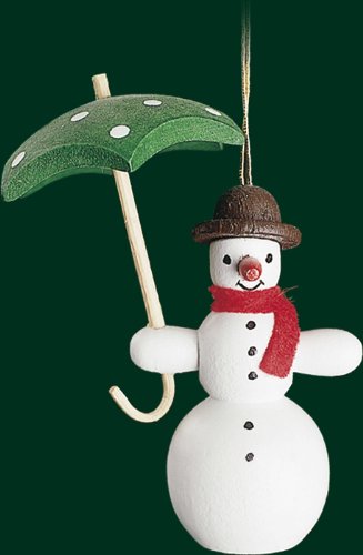Hanging Christmas Tree Ornament Snowmen with Umbrella, 2.8 Inches