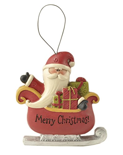 Merry Christmas Santa Claus in Sleigh with Presents 3 inch Resin Stone Christmas Ornament