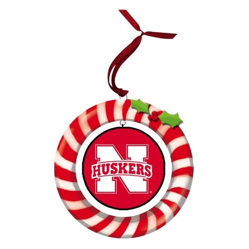 University of Nebraska Huskers Candy Cane Wreath Ornament