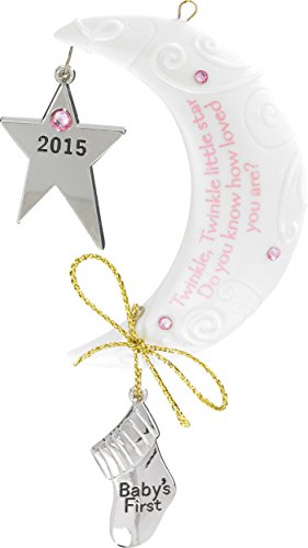 2015 Baby Girl’s First Christmas Star/Moon Carlton Ornament