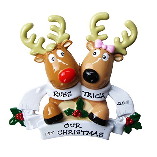 Personalized Deer Couple Holiday Gift Expertly Handwritten Ornament