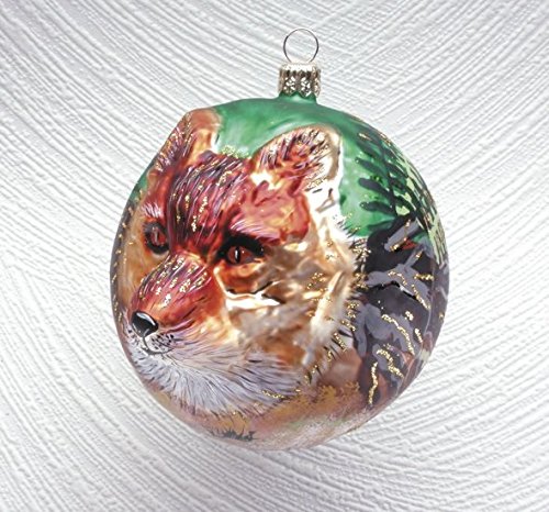 Christinas World Red Fox Figural Polish Mouth Blown Glass Christmas Ornament