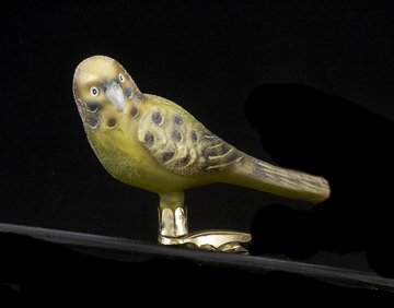 Tropical Paradise Noble Gems Glass Yellow Parrot Bird Clip-On Christmas Ornament