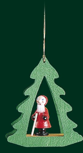 Hanging Christmas Tree Shaped Ornament Santa, 3.4 Inches