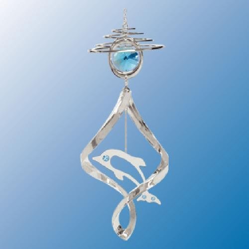 Chrome Plated Dolphin Mini Top Spiral – Blue – Swarovski Crystal