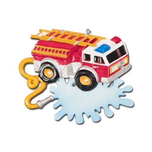 1 X Personalized Christmas Ornament Fire Truck with Banner