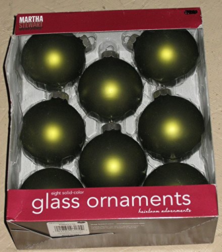 Martha Stewart Glass Ornaments Set of 8 Golden Green (KM93170)