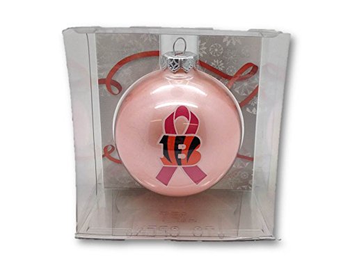 Cincinnati Bengals NFL Breast Cancer Awareness Pink Traditional 2 3/4″ Glass Christmas Ornament