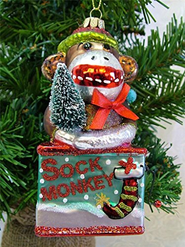 New Glass Sock Monkey Jack In The Box Old Sock Christmas Tree Ornament