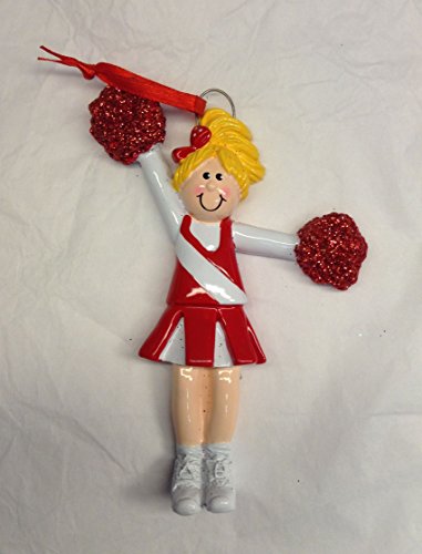 Blonde Cheerleader with Red and White Outfit- Personalized Ornament