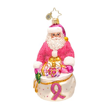 Christopher Radko Glass Think Pink Nick Breast Cancer Christmas Ornament 1016891