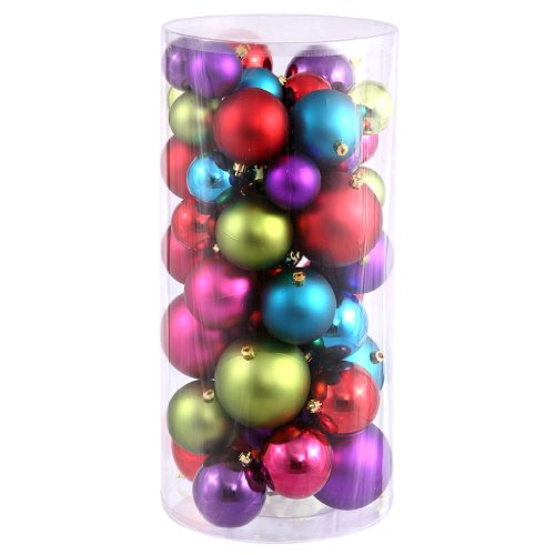 Vickerman 24713 – 1.5″ – 2″ Multi-Color Shiny Matte Ball Christmas Tree Ornament (50 pack) (N112200A)