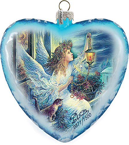 G. Debrekht Limited Edition Light The Way Angel Glass Heart Ornament, 5.5″