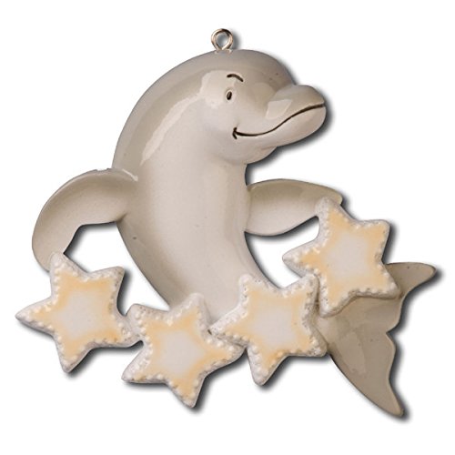 Dolphin Family of 4 Personalized Christmas Tree Ornament