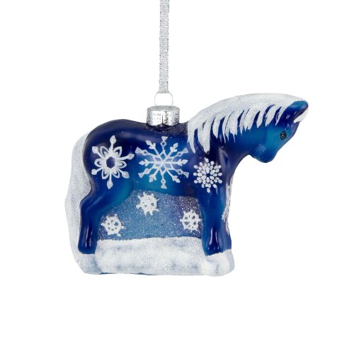 Trail of Painted Ponies from Enesco Snowflake Glass Christmas 3.2 IN