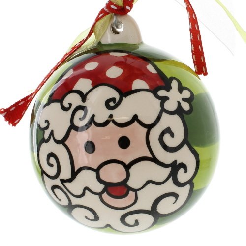 Glory Haus Santa with Stripes Ball Ornament, 4 by 4-Inch