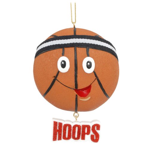 Kurt Adler Resin Basketball With Face “HOOPS” Ornament