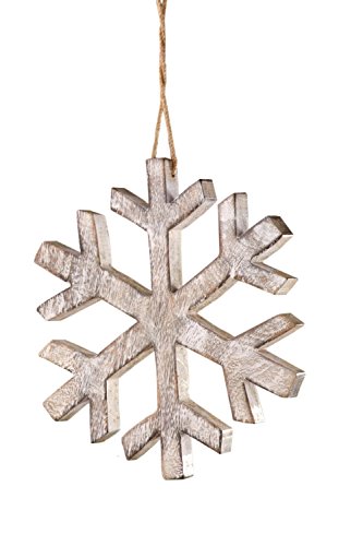 Sage & Co. XAO14543GR Wood Snowflake Ornament