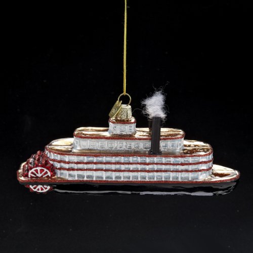 Kurt Adler 5-1/2-Inch Noble Gems Glass Steamboat Ornament