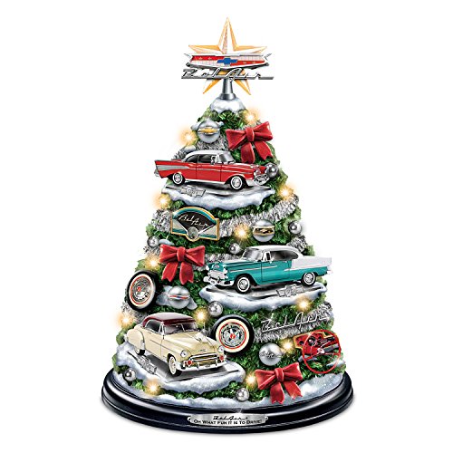 Chevrolet Bel Air Tabletop Christmas Tree With Revving Engine Sound: Lights Up by The Bradford Exchange