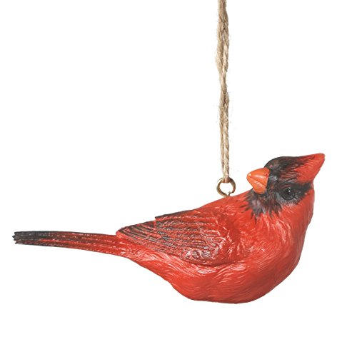 Classic Red Cardinal Bird Resin Stone Christmas Tree Ornament