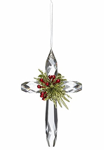 GANZ 7″ Kyrstal Kiss Ball Ornament, Mistletoe Classic Cross  – Wedding Acrylic Kissing Crystal-  KK217