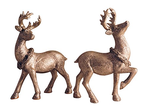 Set of 2 Silver Glittered Standing Deer Elegant Holiday Figures