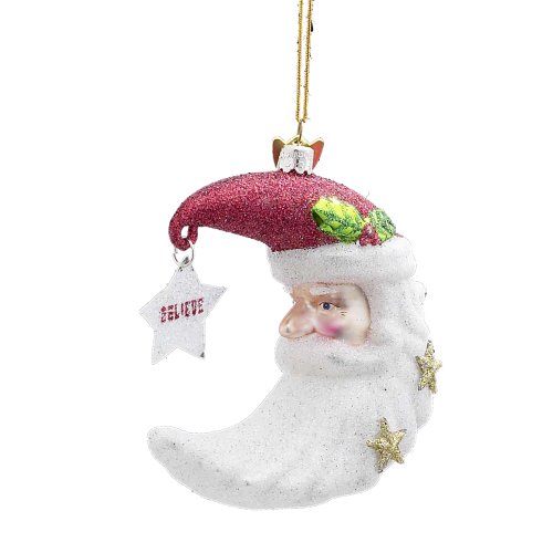 Kurt Adler 3-1/2-Inch Noble Gems Santa Shape Moon Glass Ornament