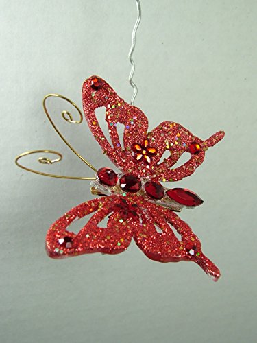 New Red Butterfly Clip On Christmas Tree Ornament One Hundred 80 Degrees