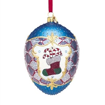 Reed and Barton Happy Holiday Blown Glass Ornament