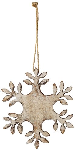 Sage & Co. XAO16570WH 8″ Carved Wood Snowflake Ornament