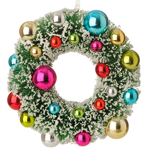 RAZ Imports – 6″ Ball Christmas Tree Ornament Decorated Bottle Brush Wreath Christmas Tree Ornament