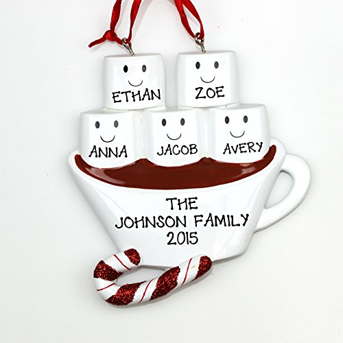Personalized Christmas Ornament HOT CHOCOLATE FAMILY WITH 3 KIDS