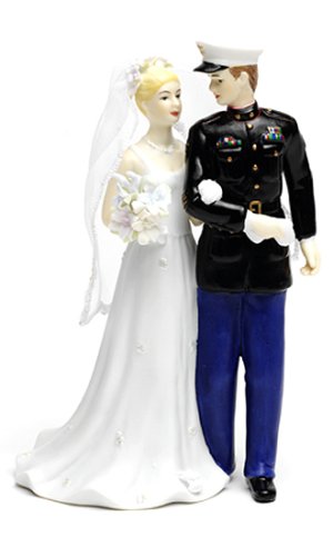 Appletree Design The Perfect Wedding Marine Groom and Bride Figurine, 7-1/4-Inch Tall