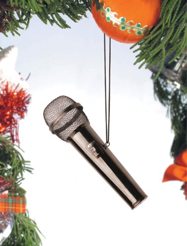 Black Microphone Musical Instrument Ornament 4 inches