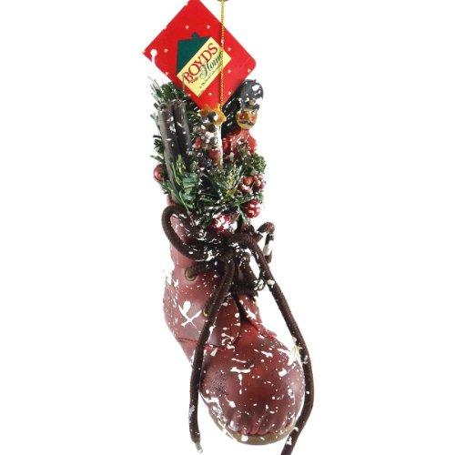 Boyds Bears Plush RED SNOWSHOE ORNAMENT Fabric Christmas Boot 811666