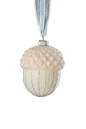 Sage & Co. XAO14579WH Snowy Acorn Glass Ornament