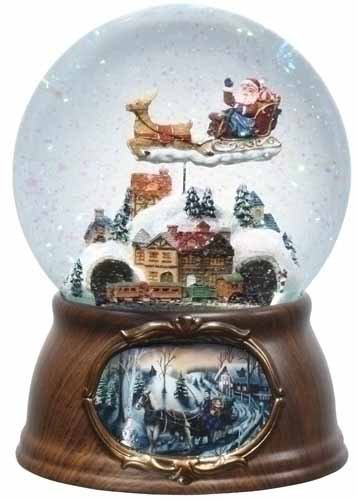 6.5″ Musical Rotating Santa Claus with Train Christmas Snow Globe Glitterdome