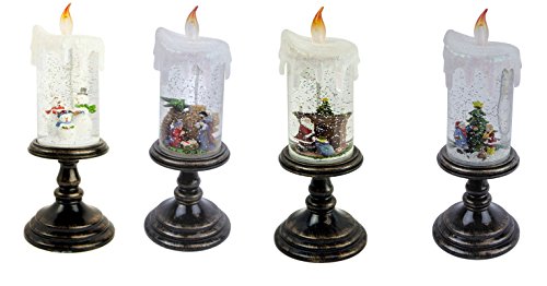 10 Inch LED Holiday Scene Candle Snowglobe, Assorted – Styles Vary