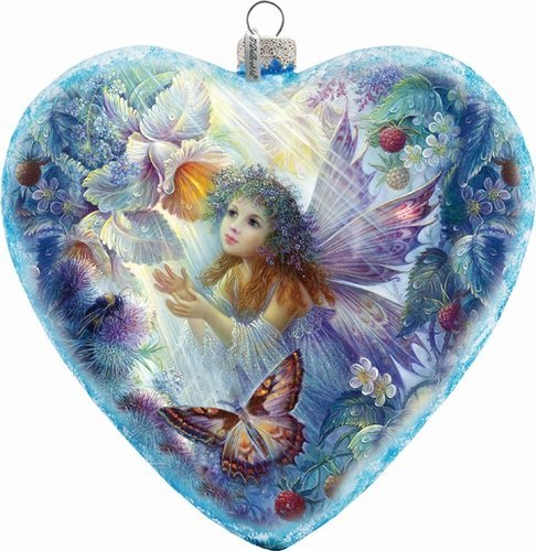 G. Debrekht Limited Edition Flower Fairy Glass Heart Ornament, 5.5″