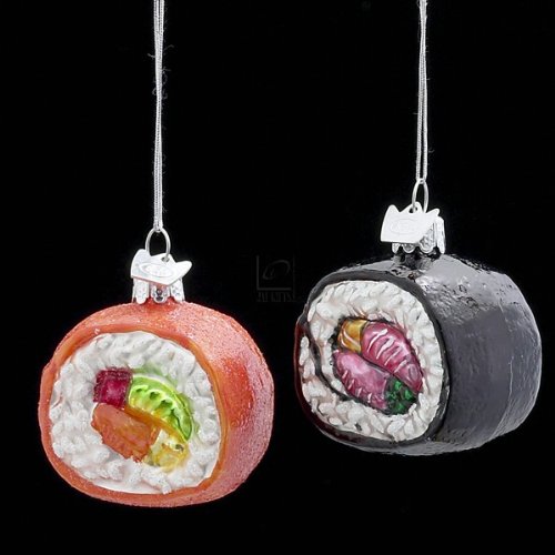 Noble Gems Glass Sushi Ornament Set Of 2