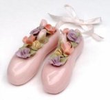 Cosmos 1453 Fine Porcelain Pink Ballet Slippers Ornament Figurine, 3-1/2-Inch