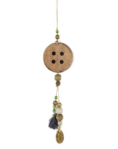 Blossom Bucket 1411-71622 Brown Button with Wood Beads Ornament, 3-3/4 x 18-1/2″