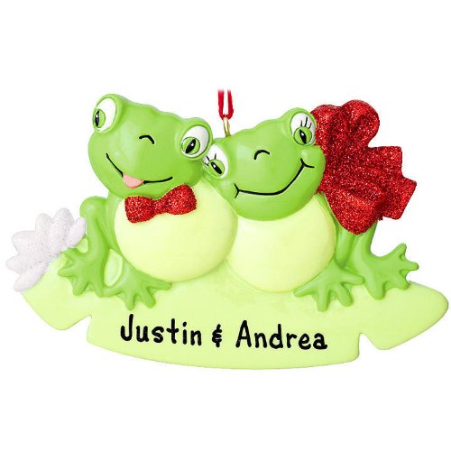 Personalized Frog Couple On Lily Pad Ornament