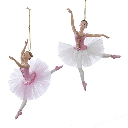 Kurt Adler Resin Pink Ballerina Ballet Ornament – Set of 2 – C8887 – 6.75″