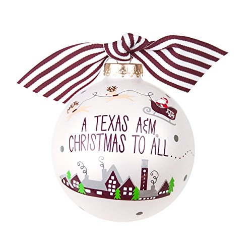 Santa’s a Texas A&M Fan Glass Ornament