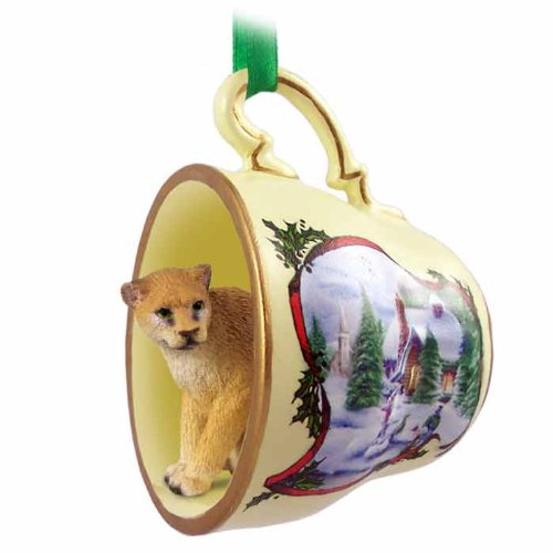 Cougar Tea Cup Snowman Holiday Ornament
