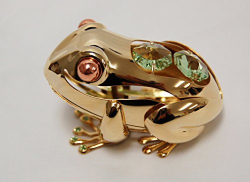 24k Gold Plated Frog Free Standing with Swarovski Element Crystal For All Occasions