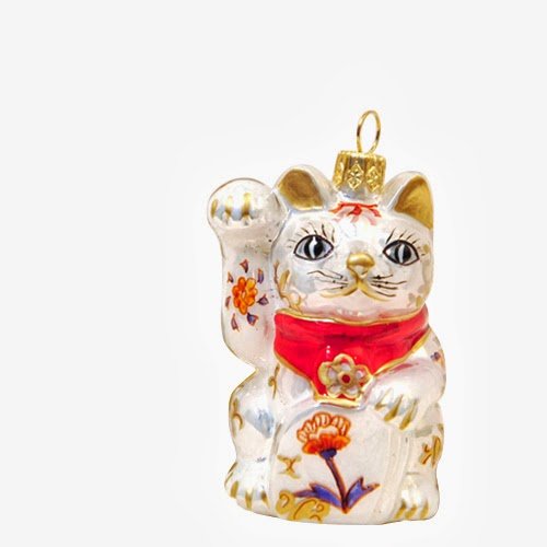 Ornaments to Remember: BECKONING CAT (IMARI/RIGHT PAW, SMALL) Christmas Ornament