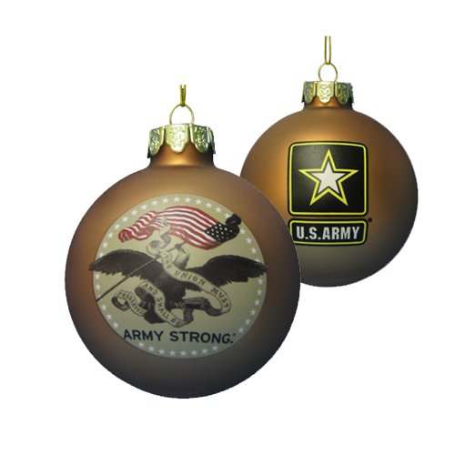 Kurt Adler 80-MM U.S. Army Gold Glass Ball Ornament